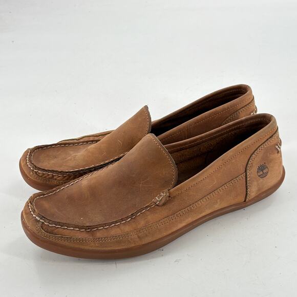 Timberland Onuma Venetian Driving Loafers 11 Leather Camel Tan Dress Shoes Work - Picture 6 of 9
